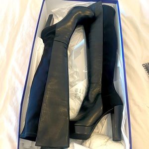 Brand New Boots leather/spandex platform 4” heel